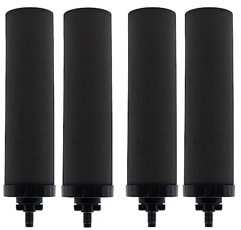 Renami Lot de 4 filtres à eau de rechange 1 micron pour éléments de purification Berkey® BB9-2® noirs, compatibles avec système de filtre par gravité Berkey®
