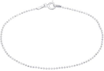 Kualitas Genuine 925 Sterling Silver 1.2mm Diamond Cut Ball Chain Bracelet 6.5