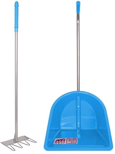 Red Gorilla Traditional Tidee and Long Rake 80cm in Sky Blue Horse Manure Shovel Scoop Multi Purpose Large Lightweight Dustpan for Paddock Stable Horsebox Equestrian Building or Garden Waste
