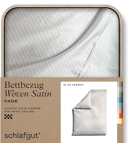 schlafgut Woven Fade Satin Bettwäsche 155x220cm gestreift Bettdecke Bezug einzeln, White Fade in Hotelqualität mit 100% Baumwolle