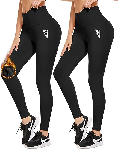 Aoliks Butterweiche Leggings mit Taschen für Frauen – Bauchkontrolle, Yogahose, hohe Taille, nicht durchsichtig, Workout-Hose