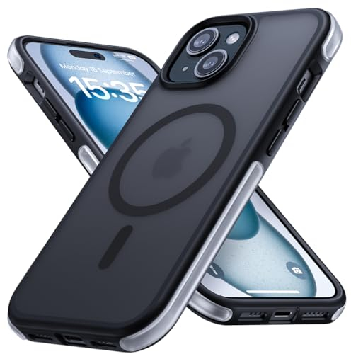 Lamicall Hülle für iPhone 15 für MagSafe - [2024 Echter Airbag] Militärschutz Stoßfeste Handyhülle, Schlanke Anti-Rutsch Case für iPhone 15 Magnetische Schutzhülle mit Kabelloses Laden