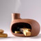 MOUGIGI Porte-encens Palo Santo en Terre Cuite – Brûleur d'encens Moderne pour Yoga, méditation et Nettoyage énergétique – Plat à bâtons en Bois, récupérateur de Cendres de Sauge, Bol à bavure