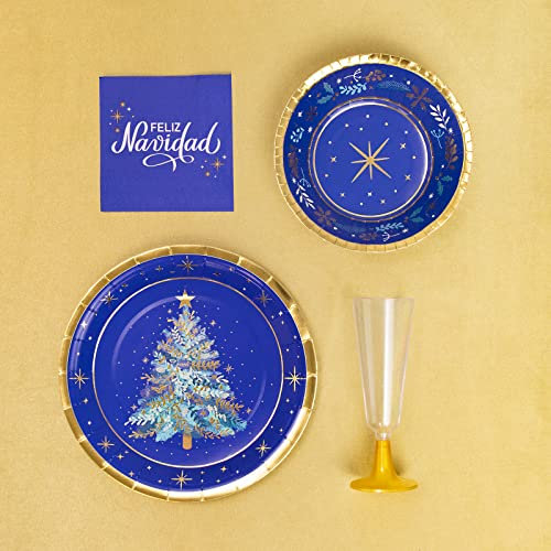 Horeca Collection Vaisselle Jetable Bleu Nuit Noël (Kit 6 Personnes)