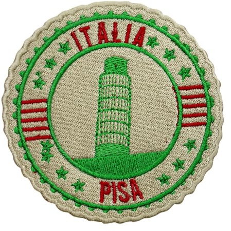 Italy Travel Patch, Pisa Tower Patch, Groovy Patch Embroidered Iron on Sew on Patch Badge for Clothes etc. 9cm