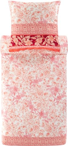 Bassetti CAPODIMONTE Bettwäsche + 1 Kissenhülle aus 100% Baumwollsatin in der Farbe Koralle R1, Maße: 155x220 + 1 K 80x80 cm - 9327398