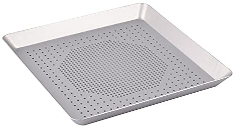 OUSIKA Bandeja rectangular cuadrada for hornear Pizza, bandeja antiadherente con orificio for Pizza, bandeja for horno de Pizza con corteza crujiente redonda de acero, herramienta for hornear perforad