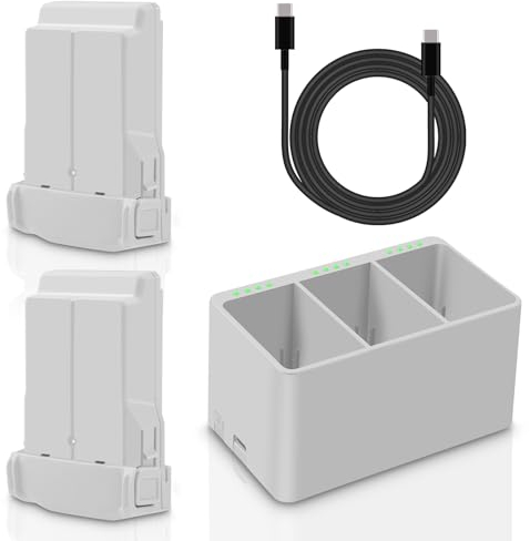 COOLSHOW Mini 4 Pro/Mini 3 Series Batteria 2 Pacchetti 3850mAh e Kit Hub di ricarica bidirezionale triplo Mini 4 Pro/Mini 3 Series compatibile con DJI Mini 4 Pro,Mini 3,Mini 3 Pro Drone