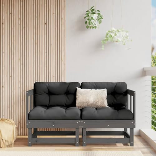 ShGaxin Ecksofas mit Kissen 2 STK. Grau Massivholz Kiefer, Lounge Sofa Outdoor, Garten Loungemöbel, Gartensofa, Gartenlounge, Balkon Set Möbel - 825452