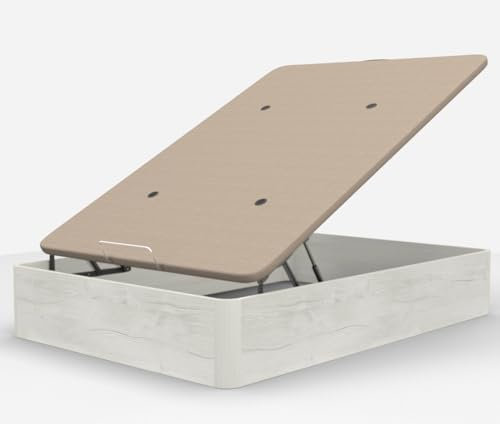 DORMIDAN - Canapé abatible de Gran Capacidad con Esquinas Redondeadas en Madera, Base tapizada 3D Transpirable + 4 válvulas aireación (artico, 150x190cm)