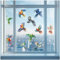 Yabaduu Fensterbilder 3x DIN A4 Bögen Fensterfolie Sticker für Kinder Badezimmer Kinderzimmer Wohnzimmer Aufkleber Fensteraufkleber wasserfest Y076 (18 Papageien)