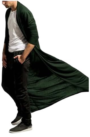 Herren Strickjacke Men's Lightweight Ruffle Shawl Collar Cardigan Open Front Long Length Drape Cape Overcoat Mantel Lange Casual Cape Mantel Langes Fell Mode Oberteile Dünn Trenchcoat