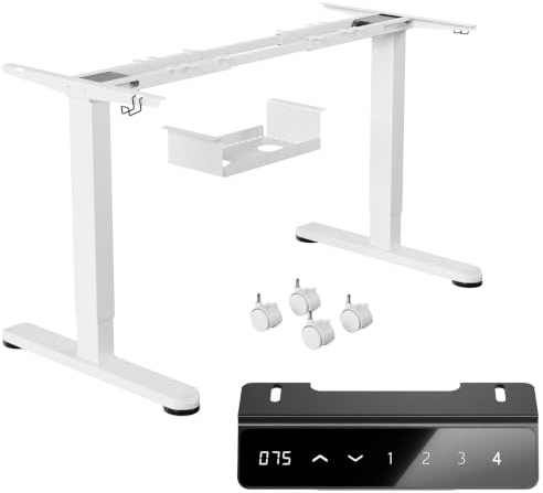 TRIUMPHKEY Höhenverstellbarer Schreibtisch Gestell mit 2 Motoren, Höhenverstellbarer Elektrisher Schreibtisch mit Smart Control Panel, USB und TypeC Ladeanschlüssen (Weiß)