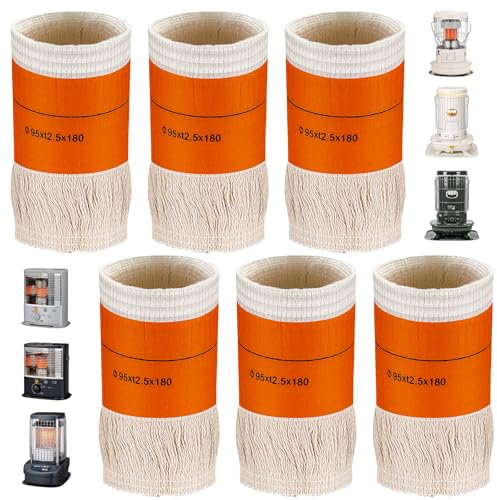 SPORWAY Mèche pour Four à Pétrole: 6 Pcs Mèche pour Poêle à Pétrole d'intérieur, Mèche Poêle À Pétrole, Mèches pour Chauffage au Pétrole, Mèche de Rechange pour Chauffage au Pétrole(95xt2.3 x 180mm)