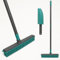 MEOWN Long Handle Rubber Broom – Telescopic Indoor Outdoor Brush, Soft Bristles for Carpet, Hard Floors, Wet/Dry Floor, Pet Hair Remover, Artificial Grass Rake – (GREY-TEAL)