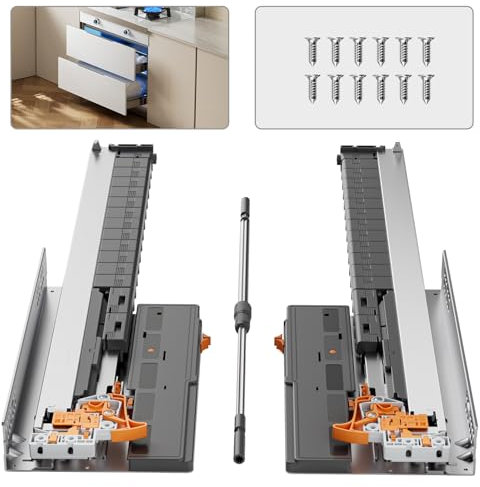 PHWALK 50,8 cm große Schubladenschienen zum Öffnen, sanft schließende Unterbau, robuste verdeckte Schienen für Küchenschränke, TV-Ständer, Speisekammer-Schublade, Vollauszug Bodenmontage, 45,4 kg