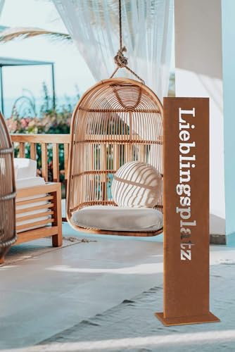 GARDIVO Lieblingsplatz schild 98cm Hoch, Gartendeko, wohndeko, Gartenschild, dekoration (Rost, Klassish)
