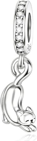 Annmors Katze Charm-Anhänger S925 Sterling Silber Damen Armbänder Halskette Pendant