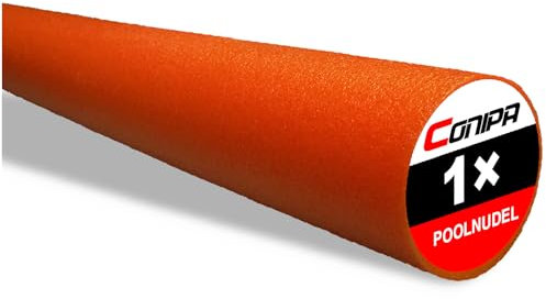 Conipa® - 1 Stück Schwimmnudel (160 x 7 cm) Kinder & Erwachsene (aus Schaumstoff) - Poolnudel & Pool-Spielzeug Set ab 3-10 Jahre (Made IN Europe) - Pool Wassernudel & Pool-Nudel (1 x Orange)