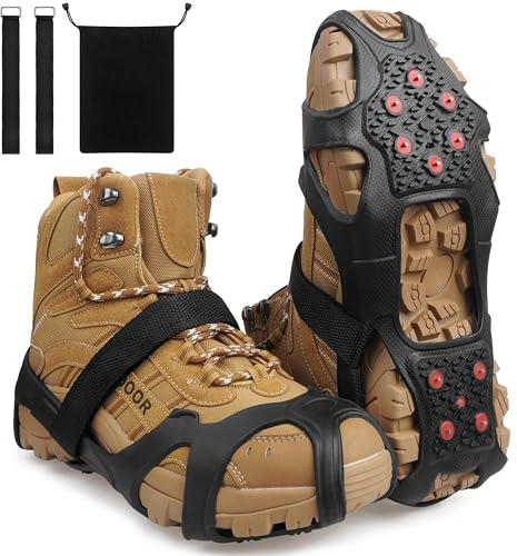 Crampones de tungsteno para hielo para zapatos y botas, pinzas antideslizantes para zapatos con tacos reflectantes de tracción en el talón para caminar sobre la nieve y hielo, agarres para pesca