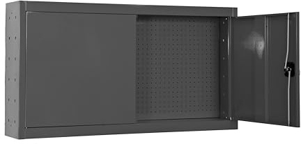PROREGAL Werkzeugschrank hängend AMEGO | HxBxT 65x90x27,5cm | Metall | Abschließbar | Anthrazit | Werstattschrank Hängeschrank