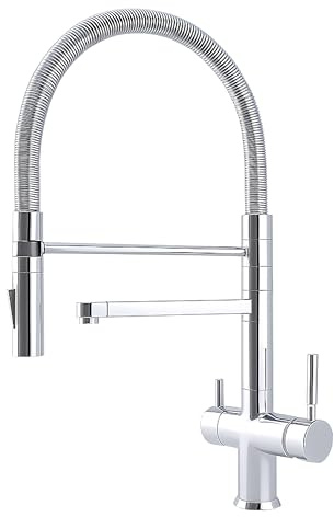 Rubinetto da cucina Shurity 362 con Doccetta a molla 3 vie 3/8” Acciaio Inox (Cromo)