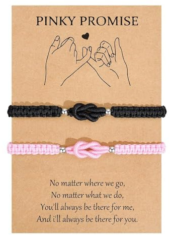 XFSRG Partner Armbänder Kabbalah Glücks Amulett Armband Verstellbar Freundschaftsarmband Geschenk für Freund Freundin Ehemann Frau Familie Freunde (Rosa + Schwarz)