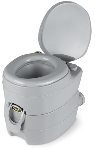 COSTWAY 20L Portable Camping Toilet, Outdoor Flushing Toilet with Pump Flush, Leak-Proof Seat & Removable Tank, Emergency Porta Potty for Hiking Caravan (Dark Grey)