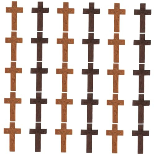 MUELODSIC Holzkreuz Anhänger sichere Armbandanhänger 30 Stück Kreuzförmige Schmuckanhänger für Selbstgemacht Schmuckbastelarbeiten für Kunstprojekte