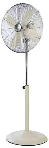Generico Ventilatore a Piantana EV056 in Metallo Ø45 cm, 60W, 3 Velocità, Oscillazione Orizzontale, Altezza 170 cm, Base Stabile, Colore Crema