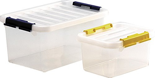 Heidrun Europlastic Behältnis Systembox mit Deckel, Transparent, 23x19x12 cm, farblich sortiert