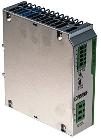 PHOENIX CONTACT TRIO-PS/1AC/12DC/10 (2866488), 120 W, -25 to +70 Degrees C, DIN Rail Mount, Input: 1 Phase / 85-264 VAC / 45-65 HZ, Output: 12 VDC 10 AMP, Power Supply, Trio Power