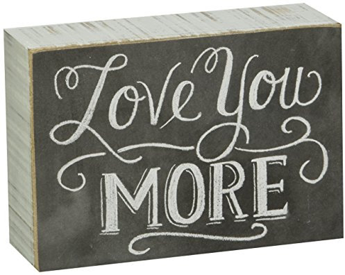 Primitives by Kathy Box Sign, Wood, Paper, Love You More, 5 Inches x 3.5 Inches