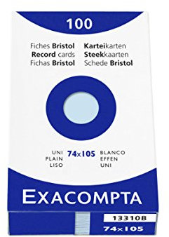 Exacompta 13310B Packung (mit 100 Karteikarten, DIN A7, 74 x 105 mm, blanko, ideal für die Schule) 1er Pack azurblau