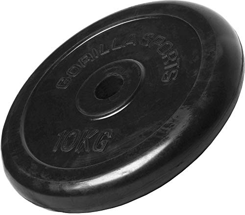 GORILLA SPORTS® Hantelscheiben - Einzeln/Set, 1,25kg, 2kg, 2,5kg, 5kg, 10kg, 15kg, 20kg, 25kg, 27,5kg, 30kg Gewichte, 30/31mm Bohrung, Gusseisen, Gummiert, Schwarz - Gewichtsscheiben, Hantelset