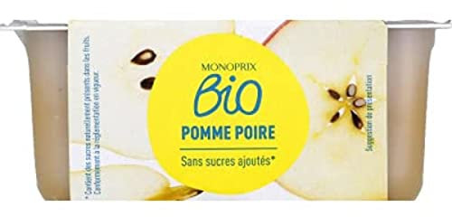 Monoprix Bio Purée de fruits pomme et poire issue de l'agriculture biologique - Les 4 pots de 100g
