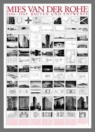 Germanposters Ludwig Mies Van der Rohe Bauten und Entwürfe Poster Kunstdruck Bild im Alu Rahmen in Champagne 106x76cm