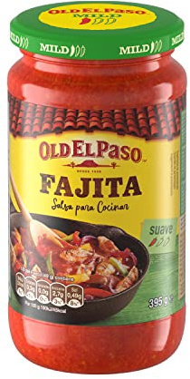 Old El Paso Salsa de Tomate para Cocinar Fajitas, Picante Suave, Apta para Vegetarianos, 1 Tarro x 395g