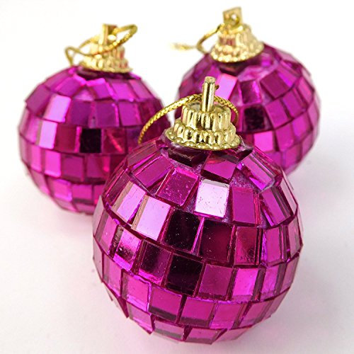 Christmas Concepts® 40mm Mirror Disco Baubles - Christmas Tree Decorations (Pink)