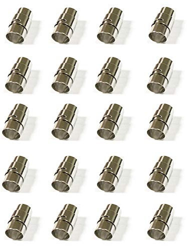 REKYO 20 PCS Magnetic Jewellery Bracelet Clasps for Leather Necklace Bracelet Cord End Caps for Jewellery Making (Silver, 6 mm)