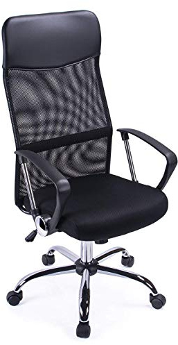 Exofcer Office Chair, High Back Desk Chair, Ergonomic Computer Chair, Height Adjustable, Breathable Padded Seat, Home Mesh Swivel Chair (Black)