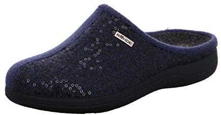 Rohde 6550 Bari Schuhe Damen Hausschuhe Pantoffeln Softfilz Weite G, Größe:40 EU, Farbe:Blau