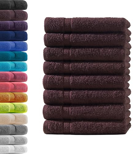8X Gästetuch | Kaffeebraun | 100% Baumwolle Frottier | Oeko-TEX® Standard 100 | Premium Qualität 500 g/m²