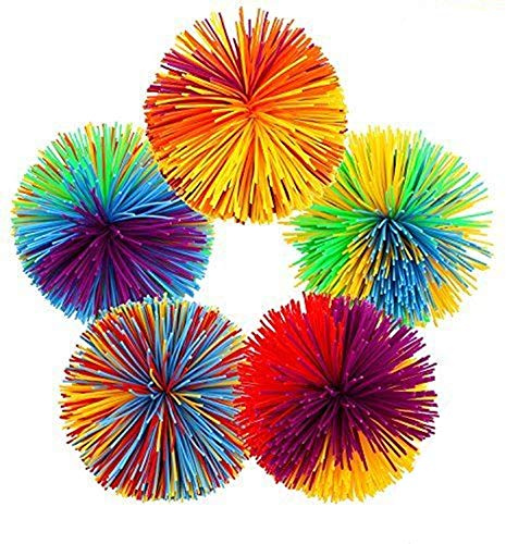 Monkey Stringy Balls, 5PCS Sensory Fidget Stringy Balls Regenbogen Pom Bouncy Stress Balls Aktives Spielzeug