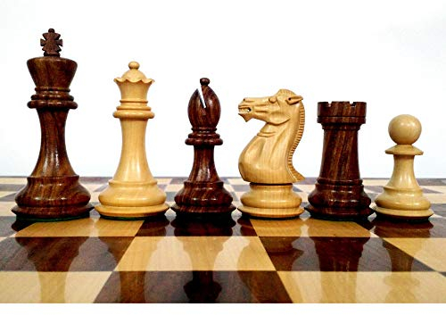 RoyalChessMall - 4.1 Pro Staunton Juego de Ajedrez de Madera Contrapesado - Sólo Piezas de Ajedrez - Palisandro Dorado - 4 Reinas