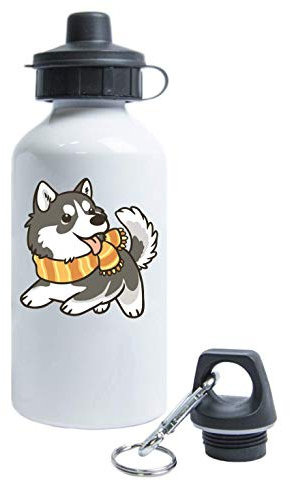 ATPRINTS Cute Little Husky Dog Scarf Cartoon Graphic Tourist Wasserflasche Flasche