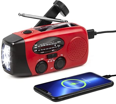 Solar Notfall Radio, ZOVCAL Kurbelradio mit handyladefunktion NOAA Haus und Camping Wetter-Radio mit AM/FM, Dynamo Taschenlampe Kurbelradio, SOS-Alarm, Tragbare und Wiederaufladbar Kurbelradio