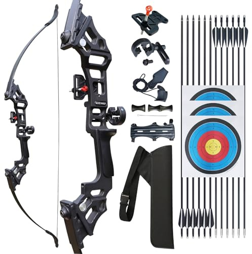 IS-TONGTU Archery Recurve Bow and Arrow Set for Adults, Archery Hunting Long Bow Set for Adults Beginner & Youth, Takedown Recurve Bow 30lb 40lb 50lb Kit with Arrow Sight & Rest & 12 Arrows