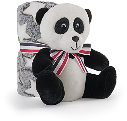 Kuscheldecke Baby Jungen Mädchen mit Kuscheltier Pandabär - Babydecke Kleinkind Neugeborene ab 0+ Monaten mit Plusch Spielzeug - Pluschtier Supersoft Weich mit Decke 1 2 3 Jahre - 120x80 cm (Panda)