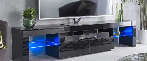MMT Furniture Designs Mueble de TV, Madera de ingeniería, Negro, 200 cm (Ancho) x 40 cm (Profundidad) x 45 cm (Alto)
